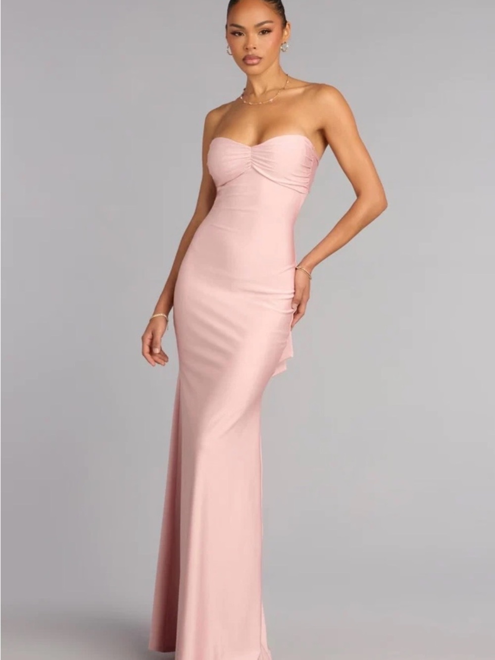 Windsor Strapless Blush Pink Ruched Bust Evening Gown